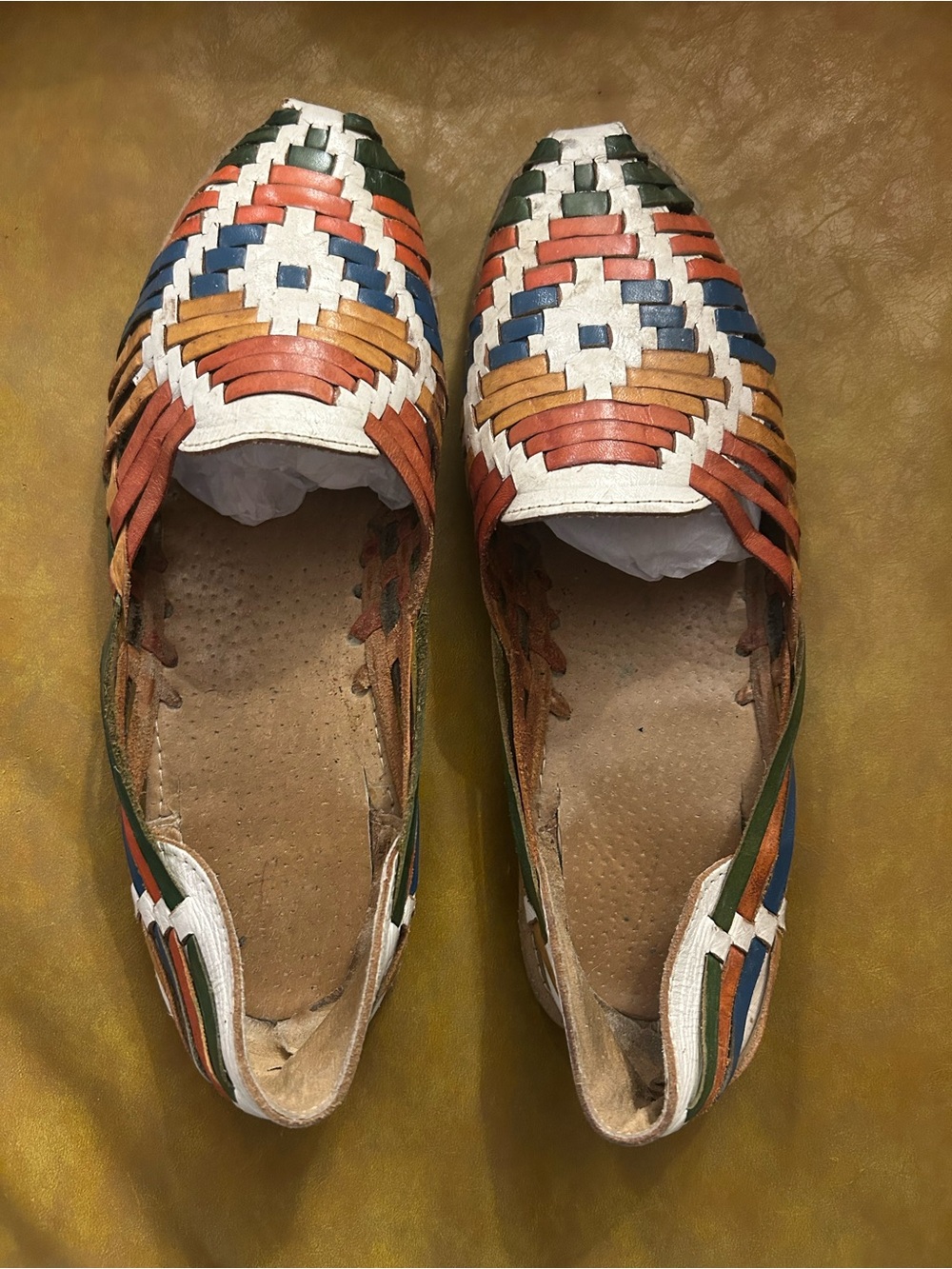 Multi-Color Woven Leather Huarache Flats - Women